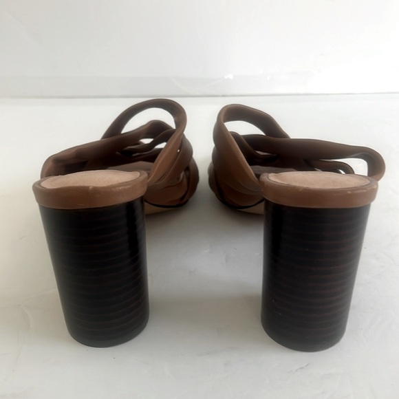 JOIE $170 Luz Crisscross Mule Cognac Leather Stacked Heel Sandals Shoes Size 6.5 - Picture 4 of 5